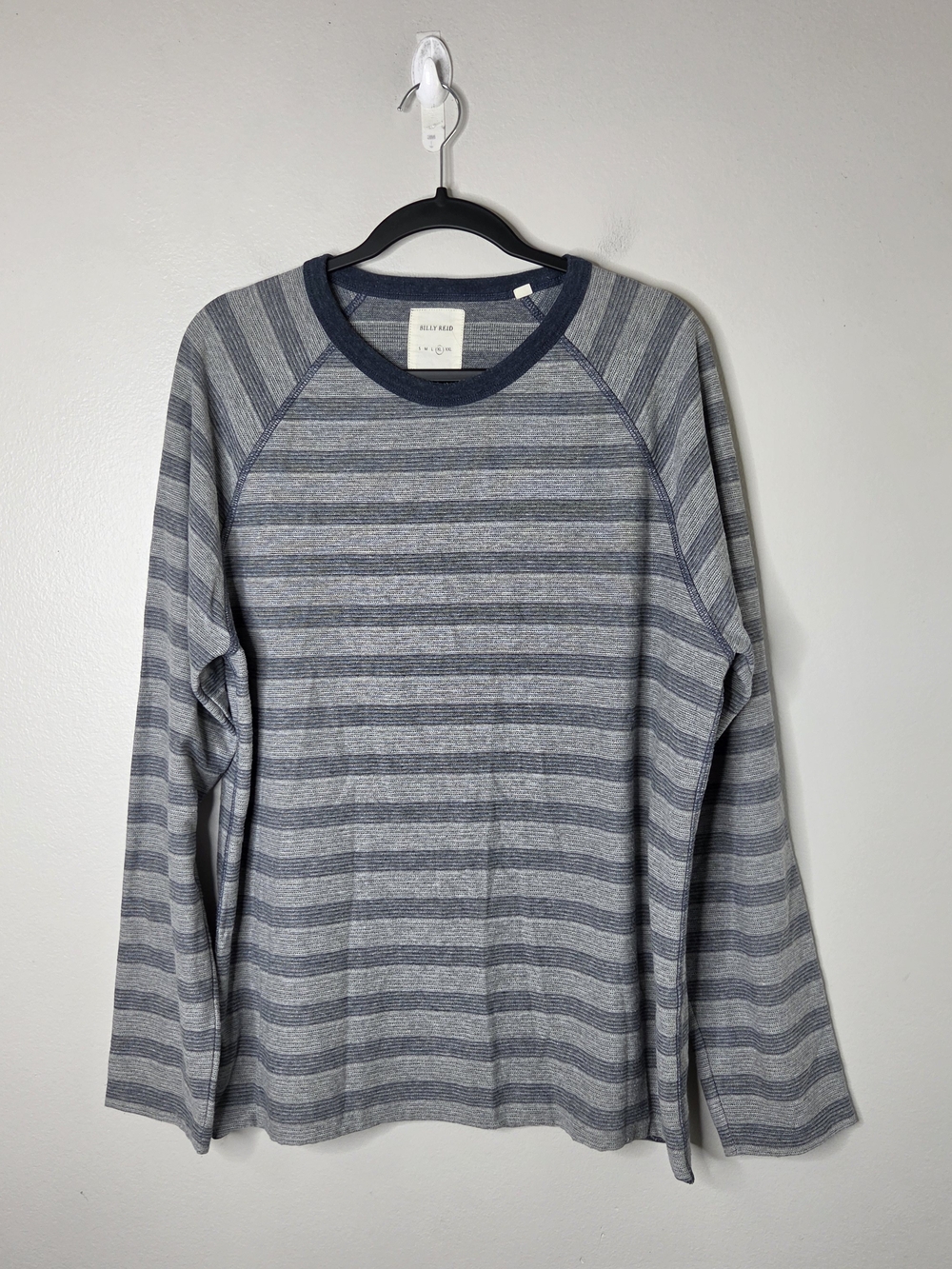 Billy Reid Men's Blue Striped Long-Sleeve Tee